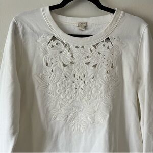 J. Crew White Embroidered Women's Top